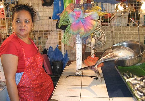 Yellow fin tuna fish vendor in Manila photo